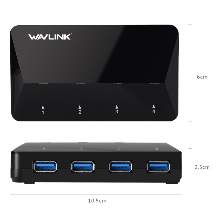 WAVLINK WL-UH3042P1 2.4A Fast Charging Adapter for Keyboard Mouse 4-Port USB3.0 HUB(US Plug) - USB 3.0 HUB by WAVLINK | Online Shopping South Africa | PMC Jewellery | Buy Now Pay Later Mobicred