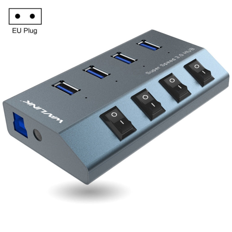 WAVLINK WL-UH3049 USB 3.0 4-Ports Desktop Fast Charger Station with Independent Switch(EU Plug) - USB 3.0 HUB by WAVLINK | Online Shopping South Africa | PMC Jewellery | Buy Now Pay Later Mobicred