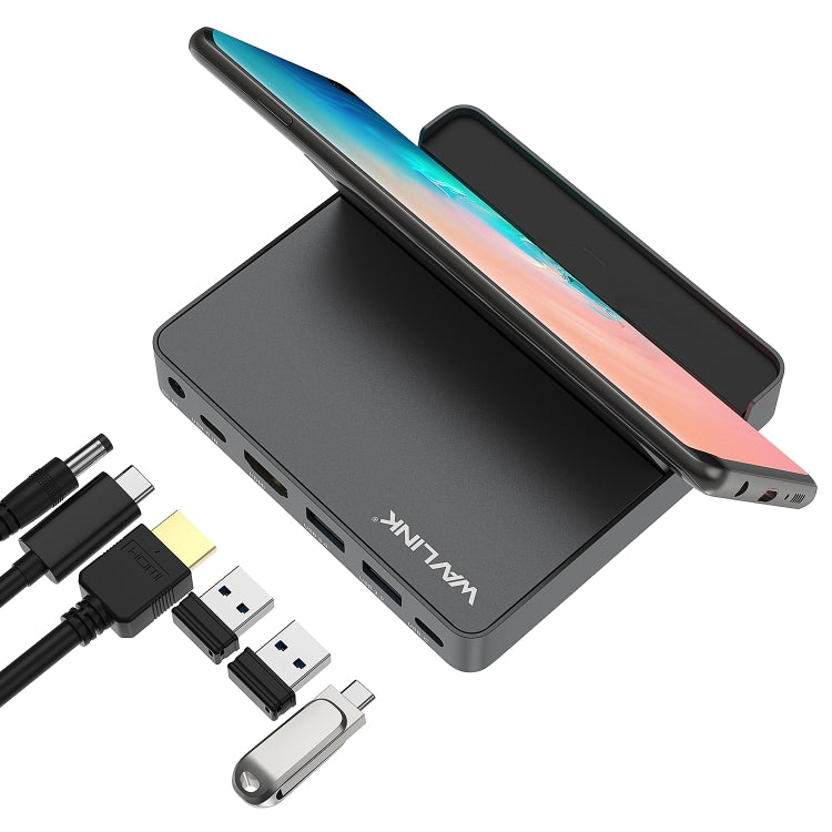 WAVLINK WL-UHP3D01 Portable Type-C Cell Phone Docking Station Multi-Port USB HUB Adapter(EU Plug) - USB 3.0 HUB by WAVLINK | Online Shopping South Africa | PMC Jewellery | Buy Now Pay Later Mobicred