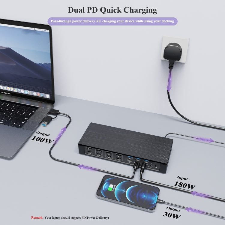 WAVLINK UG69PD10 1 to 4 Screens 4K/5K AV Transfer USB-C to HD Type-C Docking Station Hub, Plug:EU Plug - free shipping - PMc TechLife - Order now!