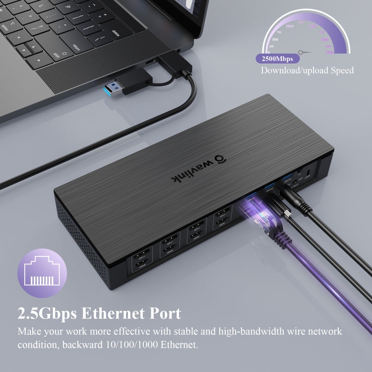 WAVLINK UG69PD10 1 to 4 Screens 4K/5K AV Transfer USB-C to HD Type-C Docking Station Hub, Plug:US Plug - free shipping - PMc TechLife - Order now!