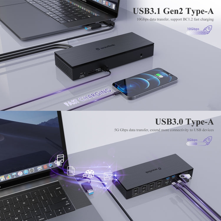 WAVLINK UG69PD10 1 to 4 Screens 4K/5K AV Transfer USB-C to HD Type-C Docking Station Hub, Plug:US Plug - free shipping - PMc TechLife - Order now!