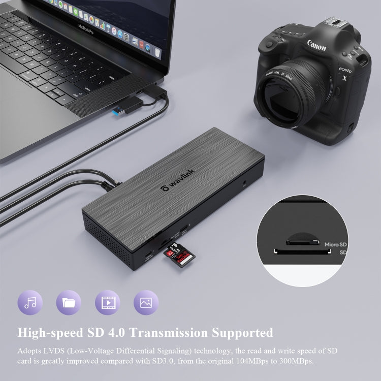 WAVLINK UG69PD10 1 to 4 Screens 4K/5K AV Transfer USB-C to HD Type-C Docking Station Hub, Plug:EU Plug - free shipping - PMc TechLife - Order now!
