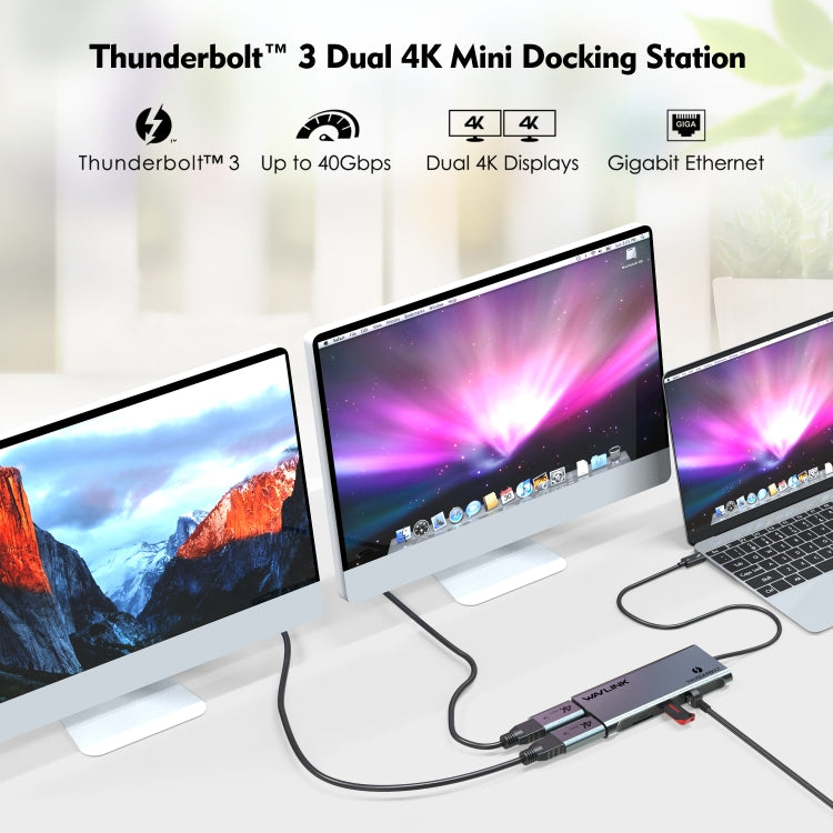 WAVLINK WL-UTD05H Thunderbolt 3 Dual 4K Mini Docking Station Converter With 2 DP to HD Adapters - Converter by WAVLINK | Online Shopping South Africa | PMC Jewellery | Buy Now Pay Later Mobicred