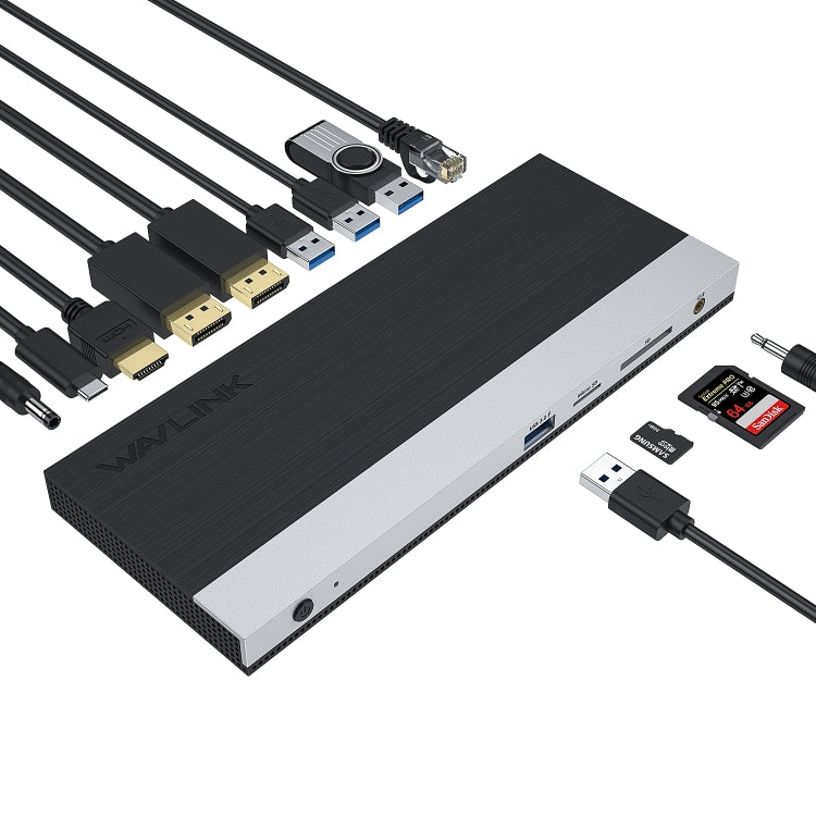 WAVLINK WL-UMD01 USB3.0 Splitter Docking Station Gigabit Ethernet / DP / HD Cable Converter(US Plug) - free shipping - PMC Jewellery - Order now!