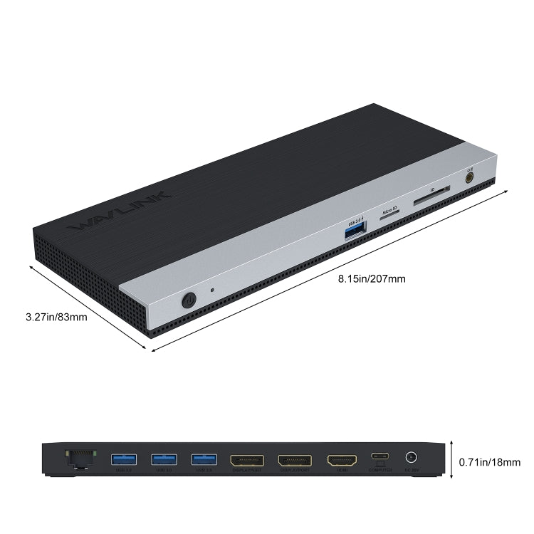 WAVLINK WL-UMD01 USB3.0 Splitter Docking Station Gigabit Ethernet / DP / HD Cable Converter(UK Plug) - free shipping - PMC Jewellery - Order now!