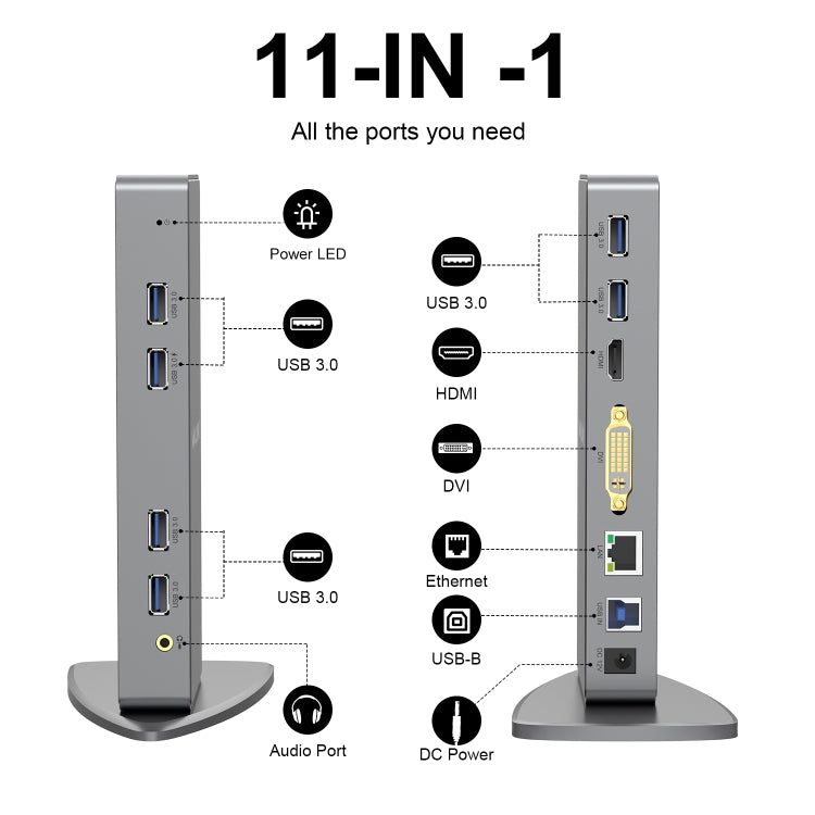 WAVLINK WL-UG39DK7 USB3.0 Hub Adapter Multi-Screen Graphics Card Universal Docking Station, Plug:US Plug - free shipping - PMC Jewellery - Order now!