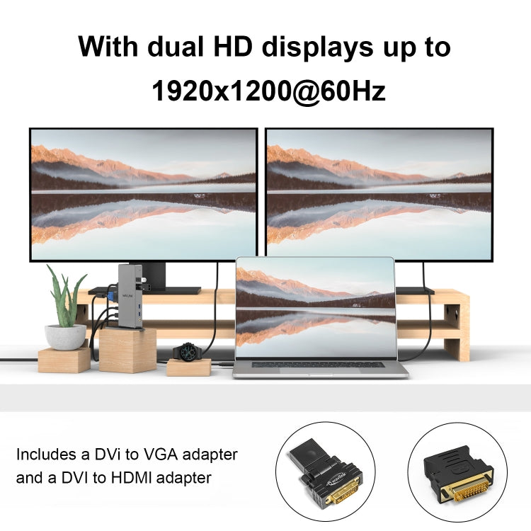 WAVLINK WL-UG39DK7 USB3.0 Hub Adapter Multi-Screen Graphics Card Universal Docking Station, Plug:UK Plug - free shipping - PMC Jewellery - Order now!