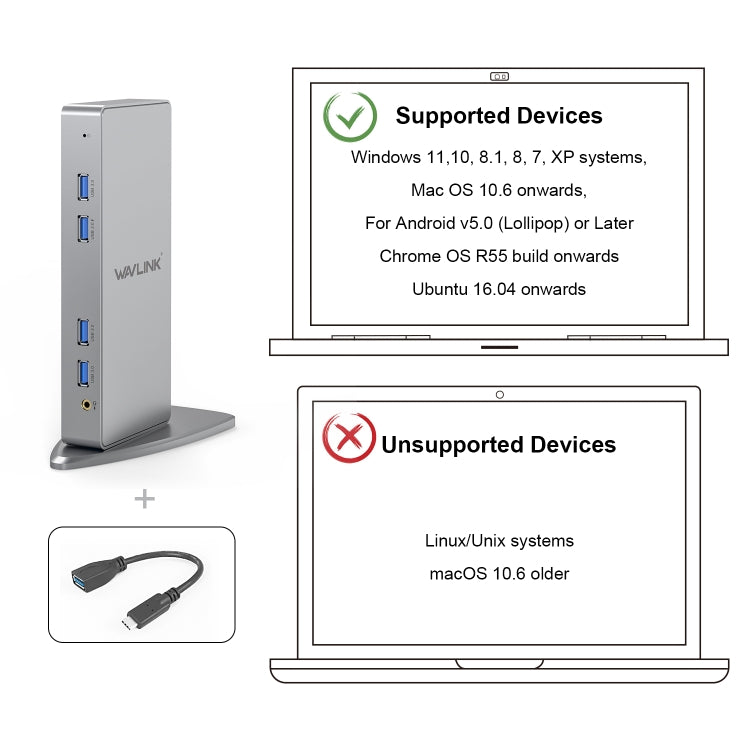 WAVLINK WL-UG39DK7 USB3.0 Hub Adapter Multi-Screen Graphics Card Universal Docking Station, Plug:AU Plug - free shipping - PMC Jewellery - Order now!