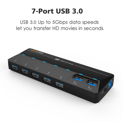 WAVLINK WL-UH3073D USB3.0 HUB Adapter 7-Port Docking Station with Individual Switch(US Plug) - USB 3.0 HUB by WAVLINK | Online Shopping South Africa | PMC Jewellery | Buy Now Pay Later Mobicred