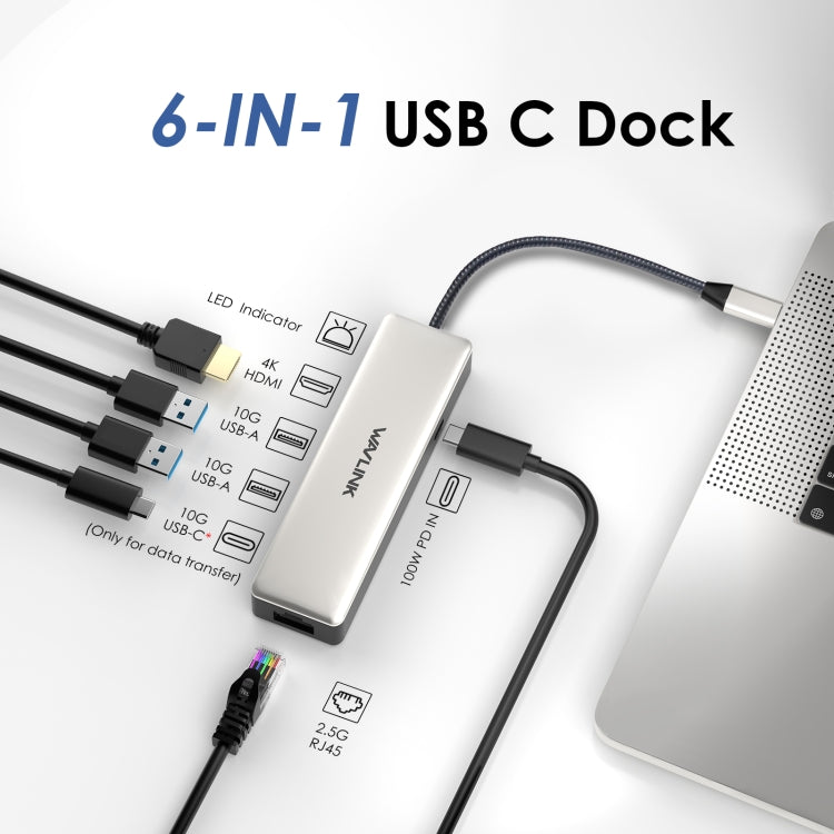 WAVLINK WL-UHP3414 100W Power 10Gbps 4K HDMI USB-C Dock HUB 3xUSB3.2 Gen 2 + 2.5G Ethernet Port - free shipping - PMC TechLife - Order now!
