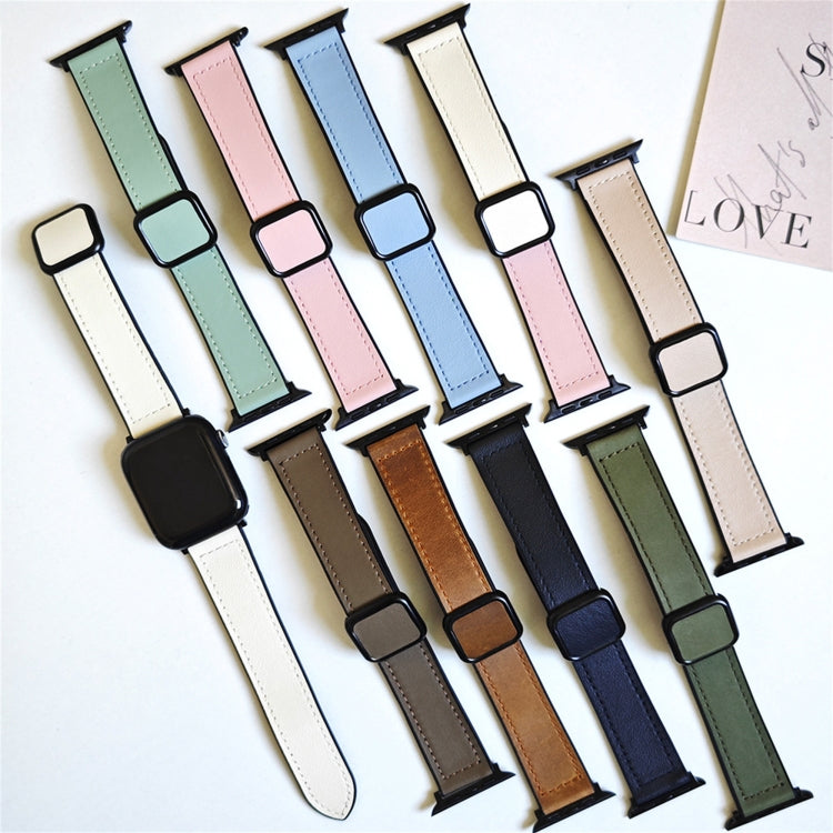For Apple Watch SE 2023 44mm Fold Magnetic Square Buckle PU Silicone Watch Band(Black) - Watch Bands by PMC TechLife | Online Shopping South Africa | PMC TechLife | Buy Now Pay Later Mobicred