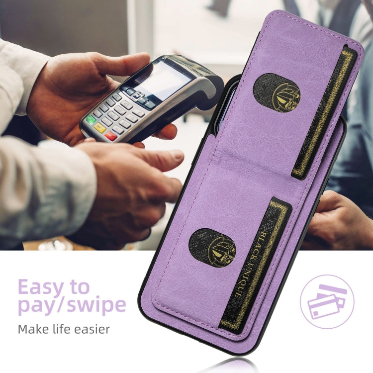 For iPhone 16 Plus Suteni H03 Litchi Leather Card Bag Stand Back Phone Case(Purple) - free shipping - PMC Jewellery - Order now!