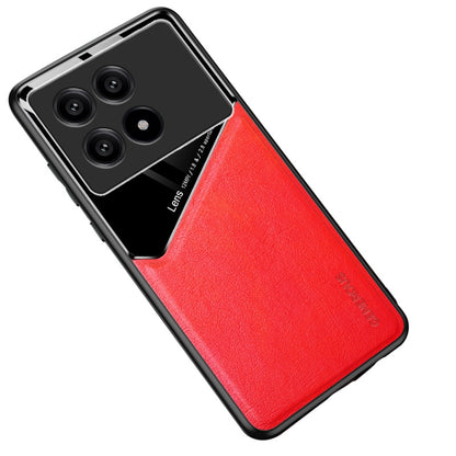 For Xiaomi Redmi K70 All-inclusive Leather Organic Glass Phone Case with Metal Iron Sheet(Red) - K70 Cases by PMC Jewellery | Online Shopping South Africa | PMC Jewellery | Buy Now Pay Later Mobicred