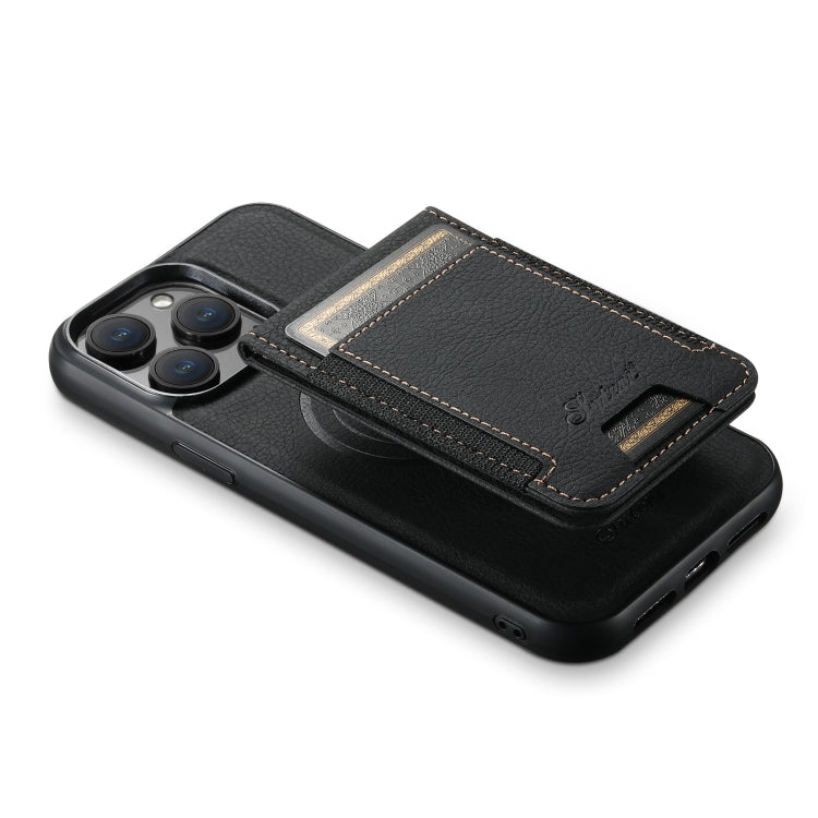 For iPhone 15 Pro Max Suteni H17 Litchi Texture Leather MagSafe Detachable Wallet Phone Case(Black) - iPhone 15 Pro Max Cases by Suteni | Online Shopping South Africa | PMC Jewellery | Buy Now Pay Later Mobicred