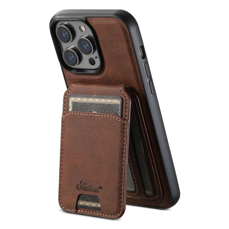 For iPhone 13 Pro Max Suteni H17 Litchi Texture Leather MagSafe Detachable Wallet Phone Case(Brown) - iPhone 13 Pro Max Cases by Suteni | Online Shopping South Africa | PMC Jewellery | Buy Now Pay Later Mobicred