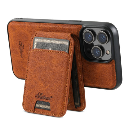 For iPhone 13 Pro Suteni H17 Litchi Texture Leather MagSafe Detachable Wallet Phone Case(Khaki) - iPhone 13 Pro Cases by Suteni | Online Shopping South Africa | PMC Jewellery | Buy Now Pay Later Mobicred