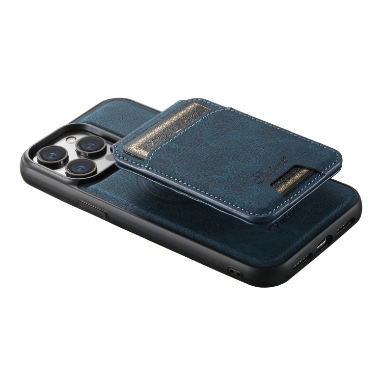 For iPhone 13 Pro Suteni H17 Litchi Texture Leather MagSafe Detachable Wallet Phone Case(Blue) - iPhone 13 Pro Cases by Suteni | Online Shopping South Africa | PMC Jewellery | Buy Now Pay Later Mobicred