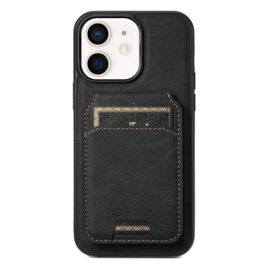 For iPhone 12  Suteni H17 Litchi Texture Leather MagSafe Detachable Wallet Phone Case(Black) - iPhone 12 / 12 Pro Cases by Suteni | Online Shopping South Africa | PMC Jewellery | Buy Now Pay Later Mobicred