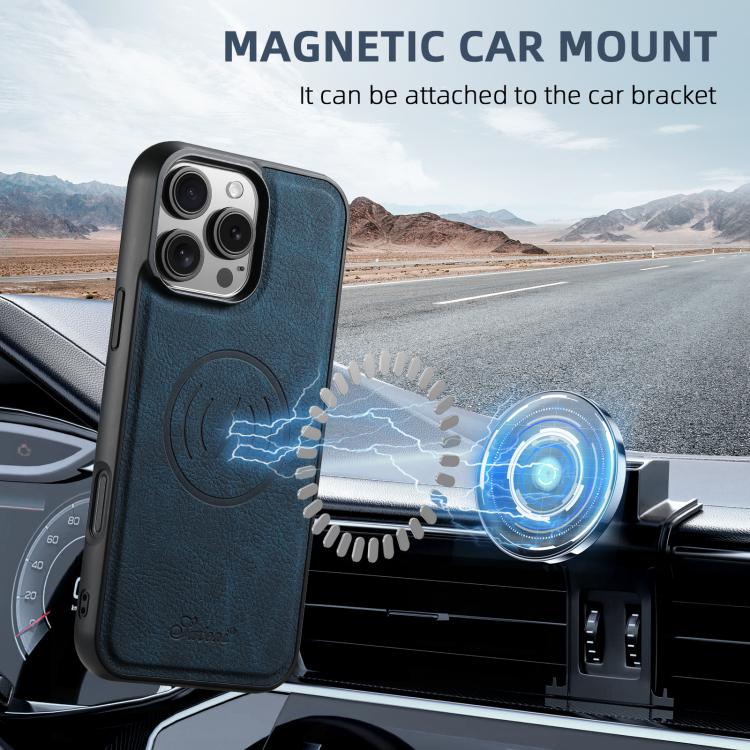 For iPhone 16e Suteni H17 Litchi Texture Leather MagSafe Detachable Wallet Phone Case(Blue) - free shipping - PMC TechLife - Order now!