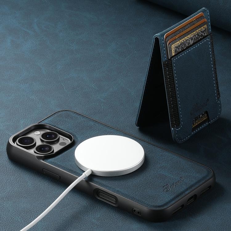 For iPhone 16e Suteni H17 Litchi Texture Leather MagSafe Detachable Wallet Phone Case(Blue) - free shipping - PMC TechLife - Order now!