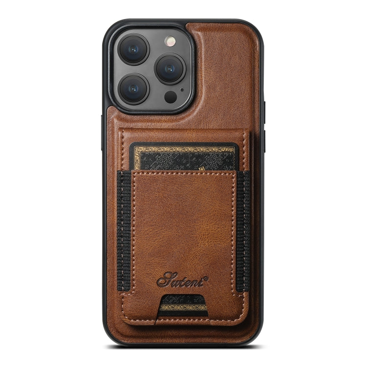 For iPhone 15 Pro Max Suteni H17 Oil Eax Leather MagSafe Detachable Wallet Phone Case(Brown) - iPhone 15 Pro Max Cases by Suteni | Online Shopping South Africa | PMC Jewellery | Buy Now Pay Later Mobicred