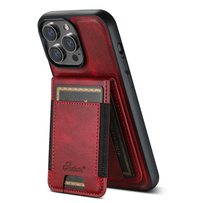 For iPhone 15 Suteni H17 Oil Eax Leather MagSafe Detachable Wallet Phone Case(Red) - iPhone 15 Cases by Suteni | Online Shopping South Africa | PMC Jewellery | Buy Now Pay Later Mobicred