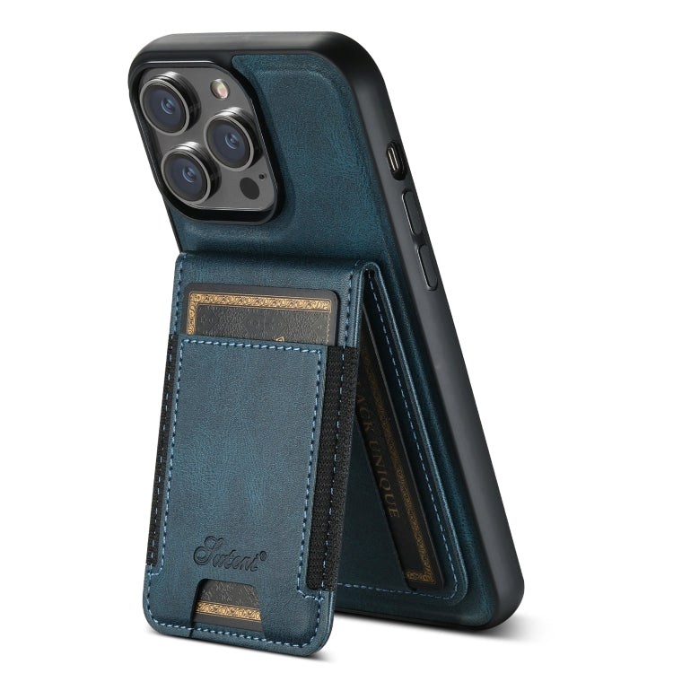 For iPhone 13 Pro Max Suteni H17 Oil Eax Leather MagSafe Detachable Wallet Phone Case(Blue) - iPhone 13 Pro Max Cases by Suteni | Online Shopping South Africa | PMC Jewellery | Buy Now Pay Later Mobicred