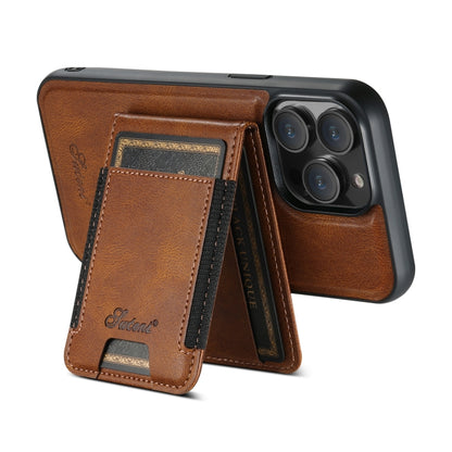 For iPhone 13 Pro Suteni H17 Oil Eax Leather MagSafe Detachable Wallet Phone Case(Brown) - iPhone 13 Pro Cases by Suteni | Online Shopping South Africa | PMC Jewellery | Buy Now Pay Later Mobicred