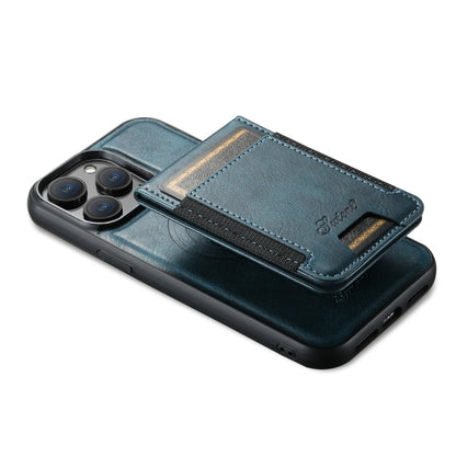 For iPhone 12 Pro Max Suteni H17 Oil Eax Leather MagSafe Detachable Wallet Phone Case(Blue) - iPhone 12 Pro Max Cases by Suteni | Online Shopping South Africa | PMC Jewellery | Buy Now Pay Later Mobicred