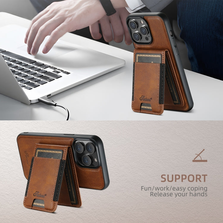 For iPhone 16 Pro Suteni H17 Oil Eax Leather MagSafe Detachable Wallet Phone Case(Brown) - iPhone 16 Pro Cases by Suteni | Online Shopping South Africa | PMC Jewellery | Buy Now Pay Later Mobicred