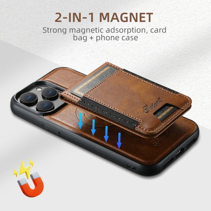 For iPhone 16 Pro Max Suteni H17 Oil Eax Leather MagSafe Detachable Wallet Phone Case(Brown) - iPhone 16 Pro Max Cases by Suteni | Online Shopping South Africa | PMC Jewellery | Buy Now Pay Later Mobicred