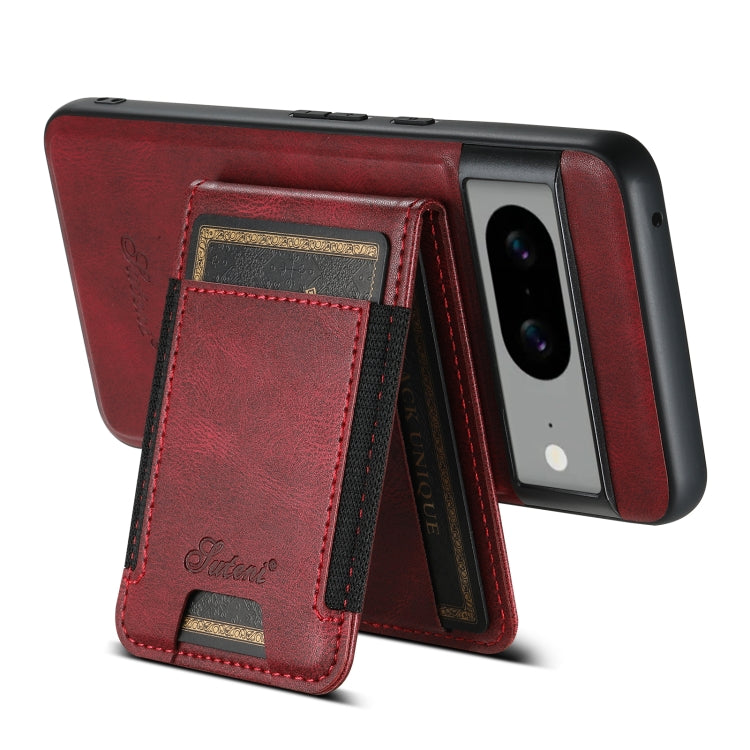 For Google Pixel 7a Suteni H17 Oil Eax Leather Detachable Wallet Phone Case(Red) - Google Cases by Suteni | Online Shopping South Africa | PMC Jewellery | Buy Now Pay Later Mobicred