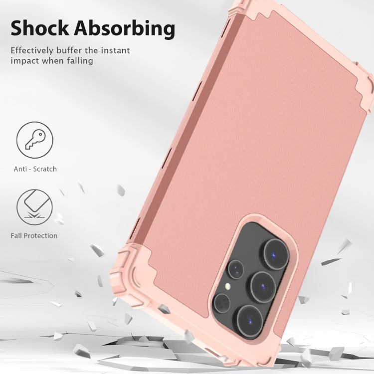 For Samsung Galaxy S24 Ultra 5G 3 in 1 Silicone Hybrid PC Shockproof Phone Case(Rose Gold) - free shipping - PMC TechLife - Order now!