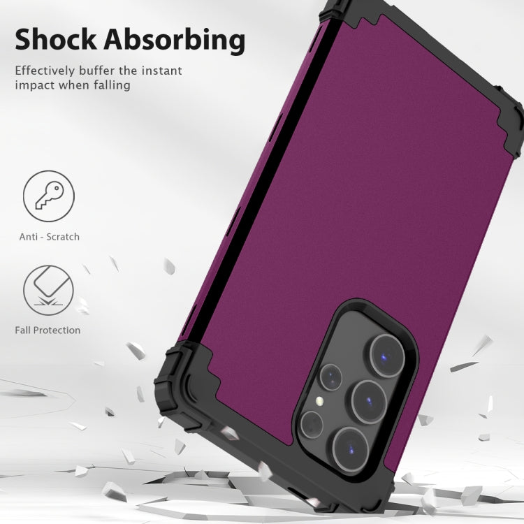 For Samsung Galaxy S24 Ultra 5G 3 in 1 Silicone Hybrid PC Shockproof Phone Case(Dark Purple) - Galaxy S24 Ultra 5G Cases by PMC Jewellery | Online Shopping South Africa | PMC Jewellery