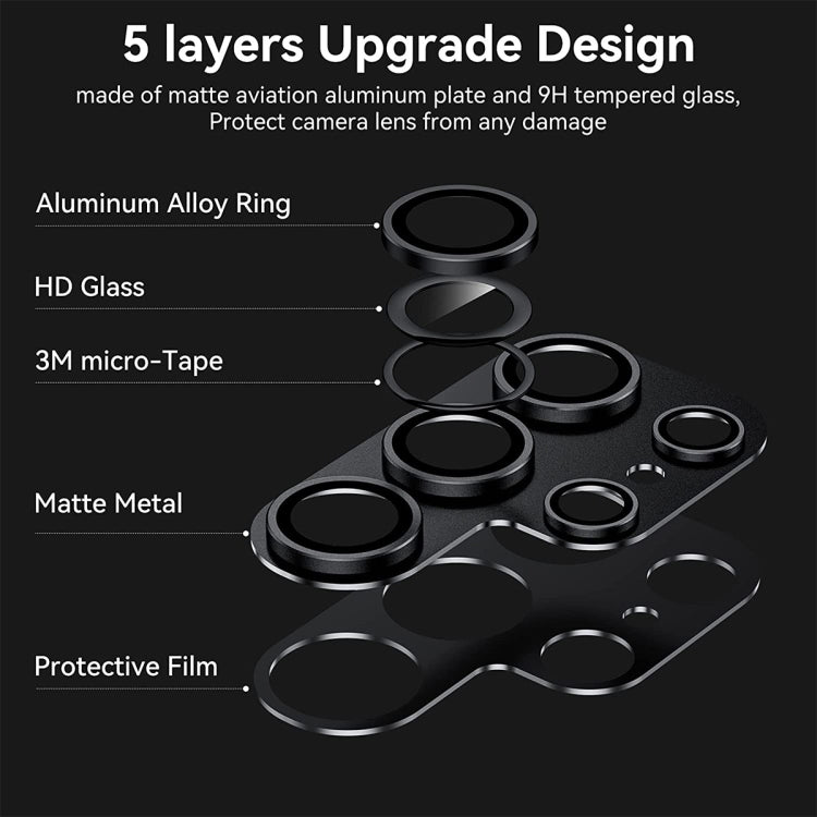 For Samsung Galaxy S24 Ultra 5G ENKAY Hat-Prince AR Aluminium Alloy Tempered Glass Camera Lens Film(Black) - Galaxy S24 Ultra 5G Tempered Glass by ENKAY | Online Shopping South Africa | PMC Jewellery