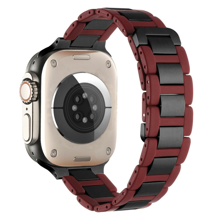 For Apple Watch SE 2023 40mm Rubber Stainless Steel Magnetic Watch Band(Wine+Black) - Watch Bands by PMC Jewellery | Online Shopping South Africa | PMC Jewellery