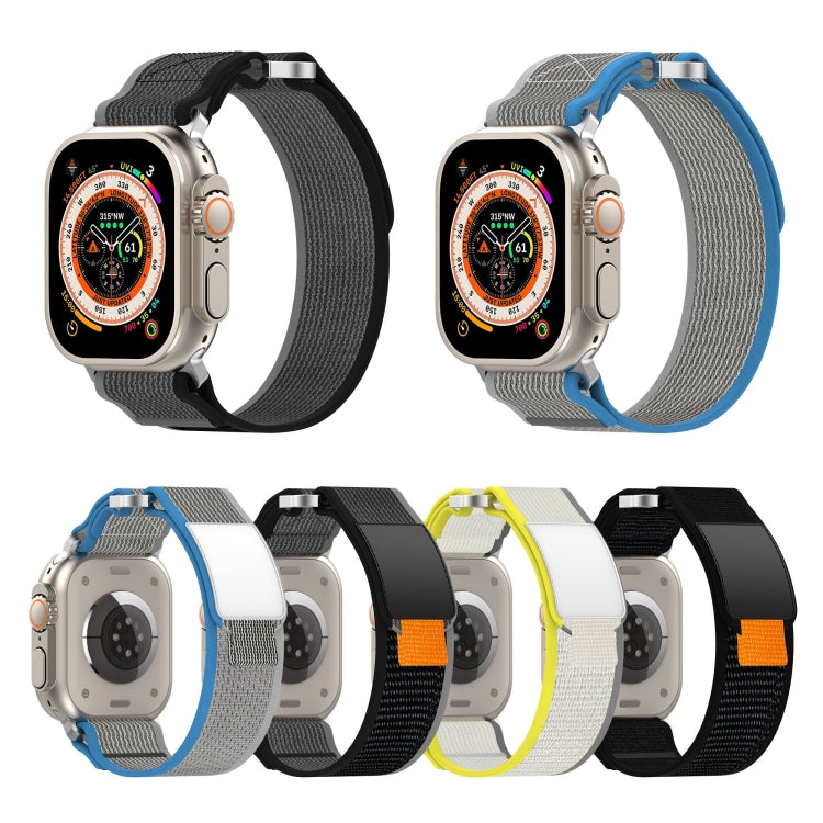 For Apple Watch Ultra 2 49mm Double Hook and Loop Faster Nylon Watch Band(Black+Grey) - Watch Bands by PMC TechLife | Online Shopping South Africa | PMC TechLife