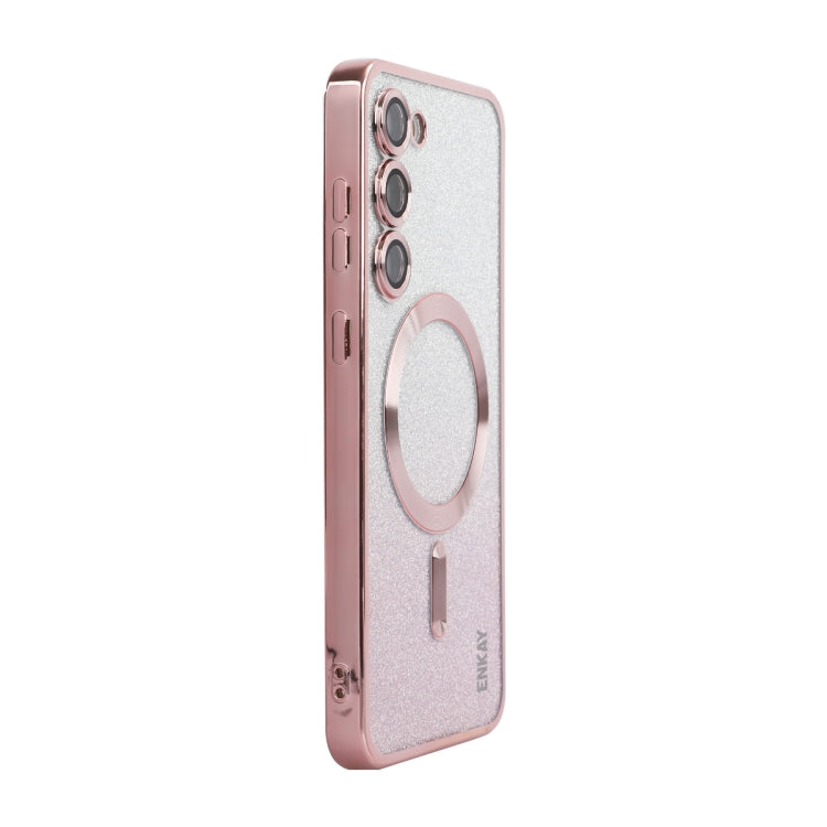 For Samsung Galaxy S24+ 5G ENKAY Hat-Prince Magnetic Glitter Plated TPU Phone Case with Lens Film(Pink) - Galaxy S24+ 5G Cases by ENKAY | Online Shopping South Africa | PMC Jewellery | Buy Now Pay Later Mobicred