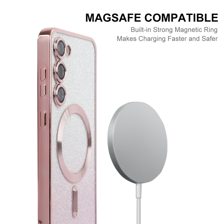 For Samsung Galaxy S24+ 5G ENKAY Hat-Prince Magnetic Glitter Plated TPU Phone Case with Lens Film(Pink) - Galaxy S24+ 5G Cases by ENKAY | Online Shopping South Africa | PMC Jewellery | Buy Now Pay Later Mobicred