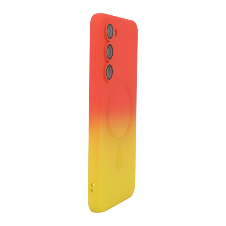 For Samsung Galaxy S23 5G ENKAY Hat-Prince MagSafe Rainbow Gradient Silicone Phone Case with Lens Film(Orange Yellow) - free shipping - PMC TechLife - Order now!