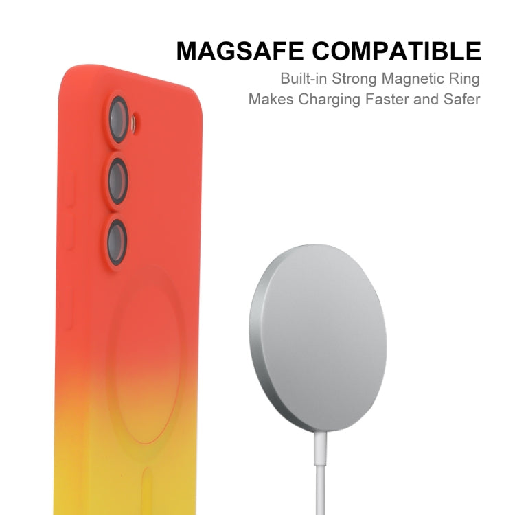 For Samsung Galaxy S23 5G ENKAY Hat-Prince MagSafe Rainbow Gradient Silicone Phone Case with Lens Film(Pink Blue) - free shipping - PMC TechLife - Order now!