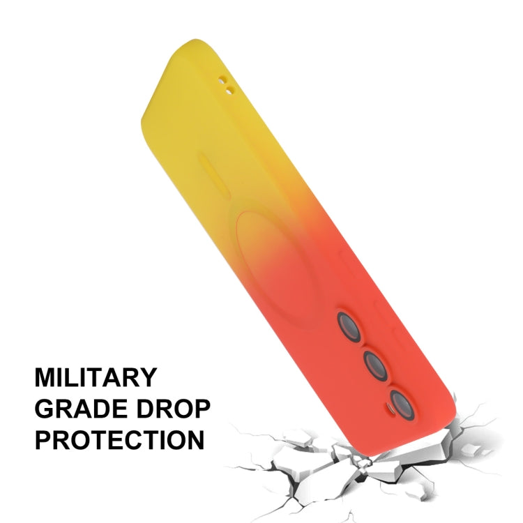 For Samsung Galaxy S23 5G ENKAY Hat-Prince MagSafe Rainbow Gradient Silicone Phone Case with Lens Film(Green Blue) - free shipping - PMC TechLife - Order now!