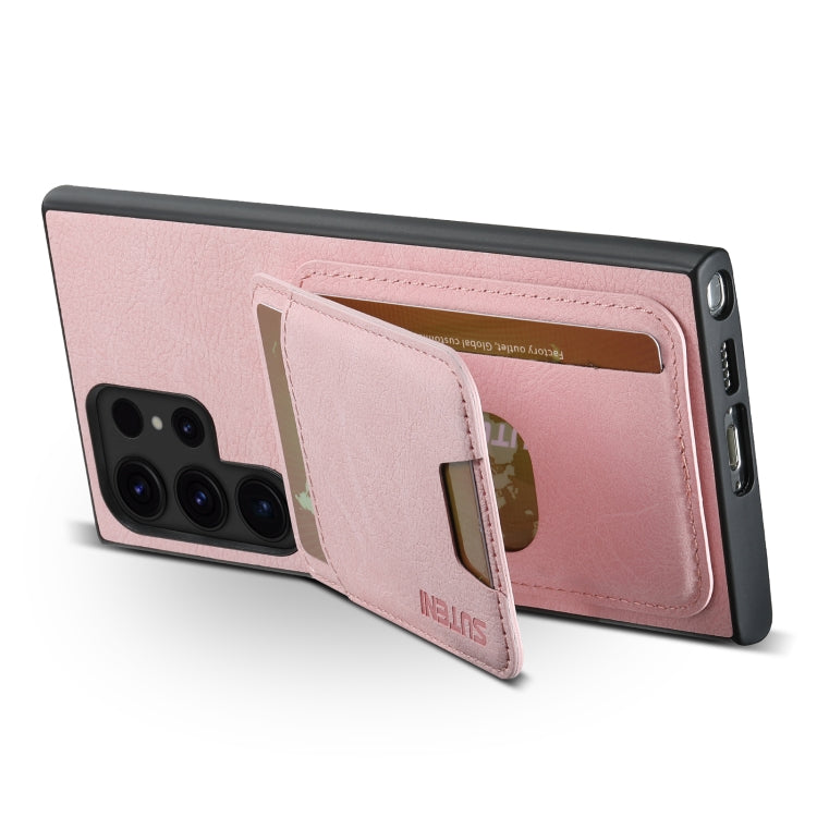 For Samsung Galaxy S24 Ultra 5G Suteni H02 Litchi Leather Card Wallet Stand Back Phone Case(Pink) - Galaxy S24 Ultra 5G Cases by Suteni | Online Shopping South Africa | PMC Jewellery | Buy Now Pay Later Mobicred