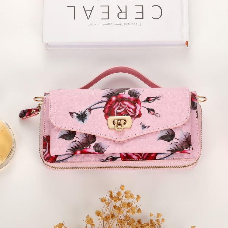 For Samsung Galaxy S24 Ultra 5G Flower Multi-functional Crossbody Zipper Wallet Leather Phone Case(Pink) - Galaxy S24 Ultra 5G Cases by PMC Jewellery | Online Shopping South Africa | PMC Jewellery | Buy Now Pay Later Mobicred
