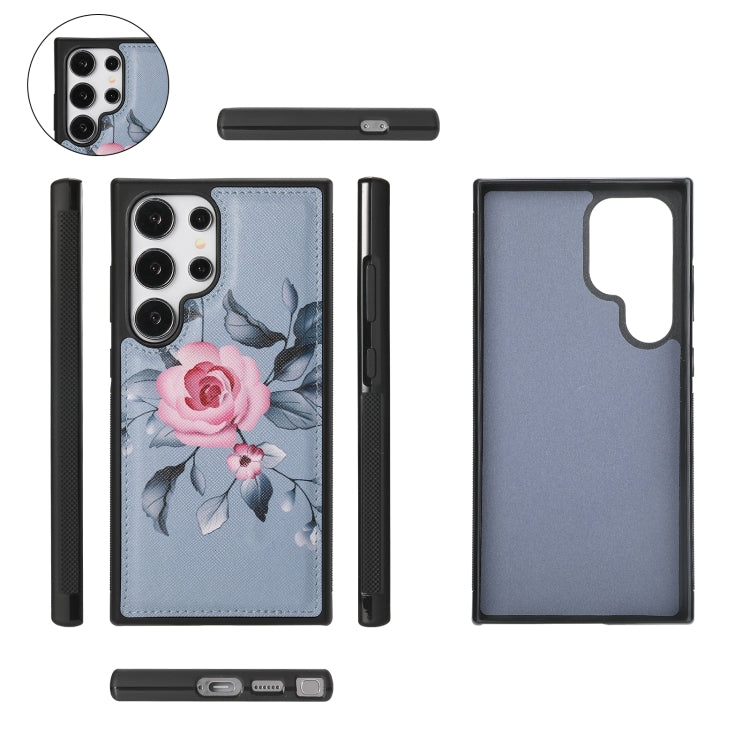 For Samsung Galaxy S24 Ultra 5G Flower Multi-functional Crossbody Zipper Wallet Leather Phone Case(Blue) - Galaxy S24 Ultra 5G Cases by PMC Jewellery | Online Shopping South Africa | PMC Jewellery | Buy Now Pay Later Mobicred