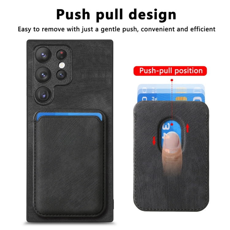 For Samsung Galaxy S22 Ultra 5G Retro Leather Card Bag Magnetic Phone Case(Black) - Galaxy S22 Ultra 5G Cases by PMC TechLife | Online Shopping South Africa | PMC TechLife