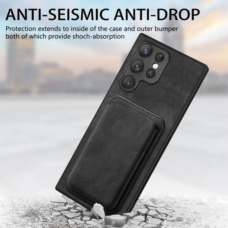 For Samsung Galaxy S22 Ultra 5G Retro Leather Card Bag Magnetic Phone Case(Black) - Galaxy S22 Ultra 5G Cases by PMC TechLife | Online Shopping South Africa | PMC TechLife
