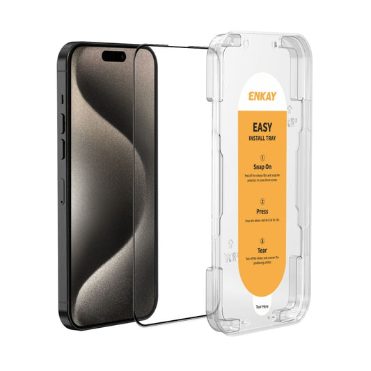 For iPhone 15 Pro Max ENKAY Easy Install High Alumina Silicon Full Glass Film - iPhone 15 Pro Max Tempered Glass by ENKAY | Online Shopping South Africa | PMC Jewellery