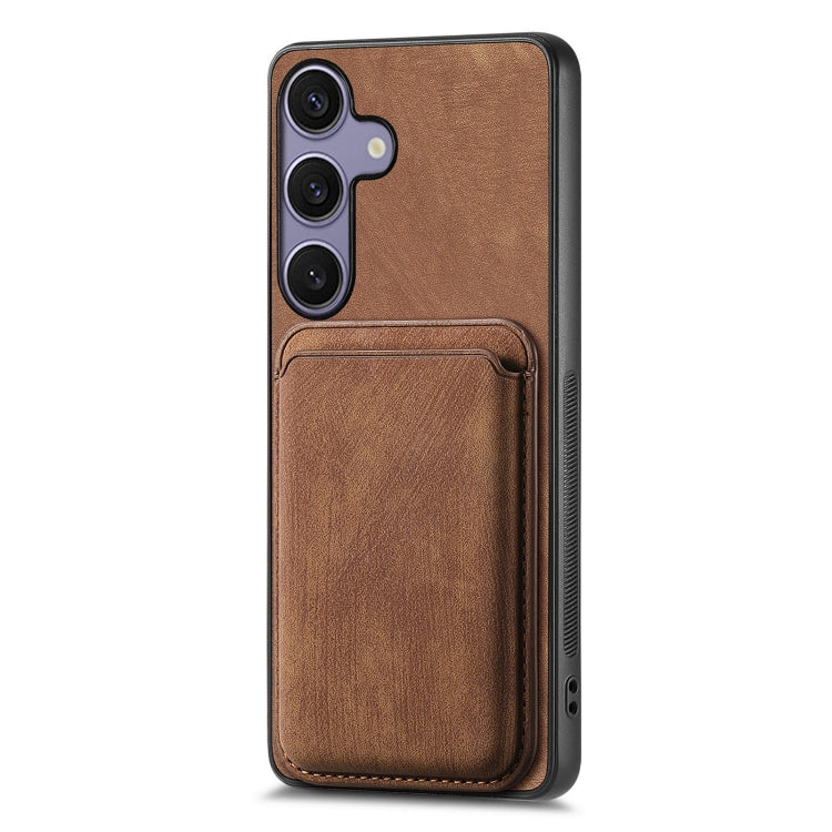 For Samsung Galaxy S25 5G Retro Leather Card Bag Magnetic Phone Case(Brown) - Galaxy S25 5G Cases by PMC Jewellery | Online Shopping South Africa | PMC Jewellery | Buy Now Pay Later Mobicred